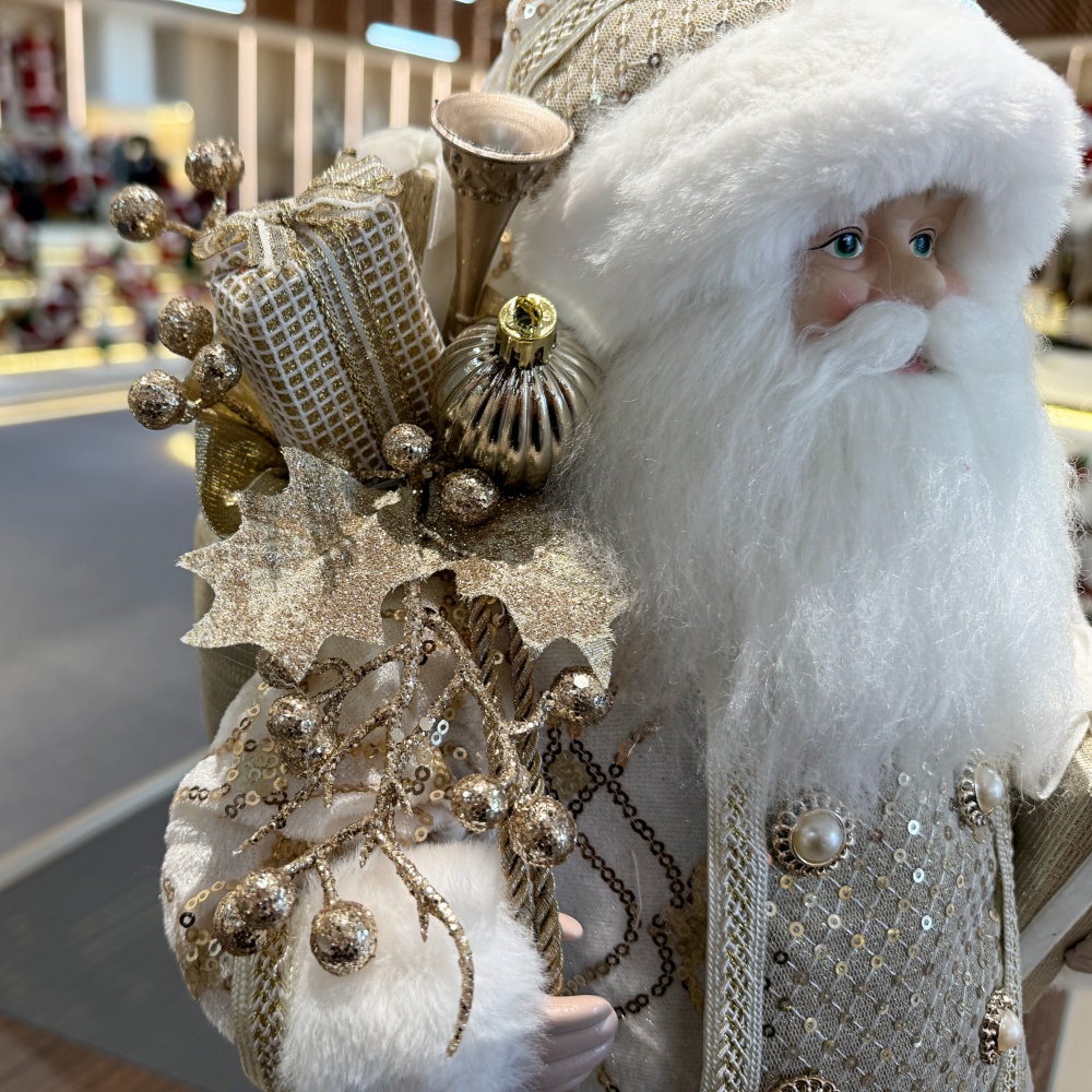 45cm Xmas Handmade Luxury Santa Claus Doll with Christmas Gift Bag And Box Handicraft Plush Santa Claus Indoor Decoration