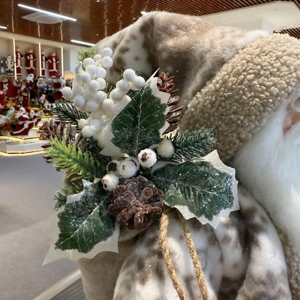 45cm Xmas Handmade Luxury Santa Claus Doll with Sleigh And Christmas Gift Bag Handicraft Santa Claus Indoor Decoration