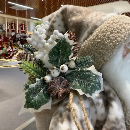 45cm Xmas Handmade Luxury Santa Claus Doll with Sleigh And Christmas Gift Bag Handicraft Santa Claus Indoor Decoration