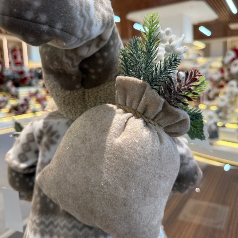 45cm Xmas Handmade Luxury Santa Claus Doll with Sleigh And Christmas Gift Bag Handicraft Santa Claus Indoor Decoration