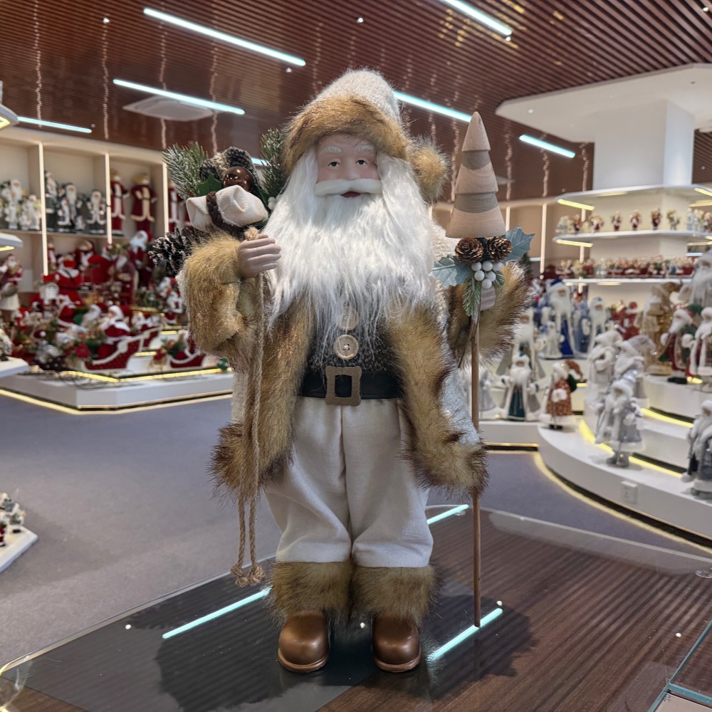 45cm Xmas Handmade Luxury Santa Claus Doll with Christmas Gift Bag Handicraft Plush Santa Claus Indoor Decoration