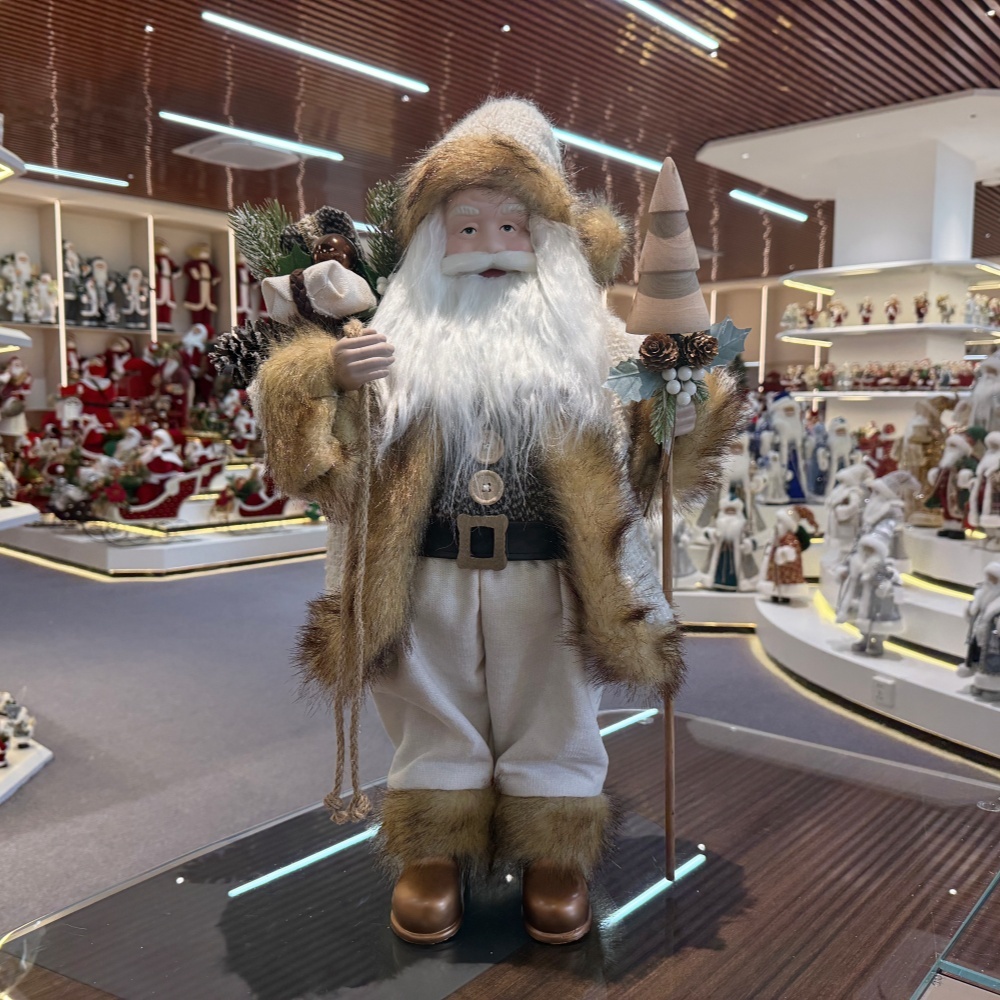 45cm Xmas Handmade Luxury Santa Claus Doll with Christmas Gift Bag Handicraft Plush Santa Claus Indoor Decoration