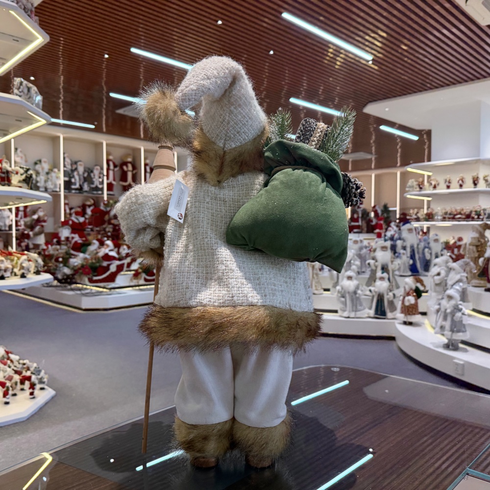 45cm Xmas Handmade Luxury Santa Claus Doll with Christmas Gift Bag Handicraft Plush Santa Claus Indoor Decoration