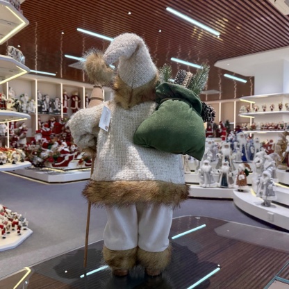 45cm Xmas Handmade Luxury Santa Claus Doll with Christmas Gift Bag Handicraft Plush Santa Claus Indoor Decoration