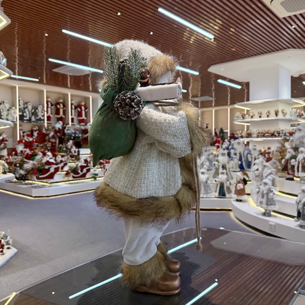 45cm Xmas Handmade Luxury Santa Claus Doll with Christmas Gift Bag Handicraft Plush Santa Claus Indoor Decoration