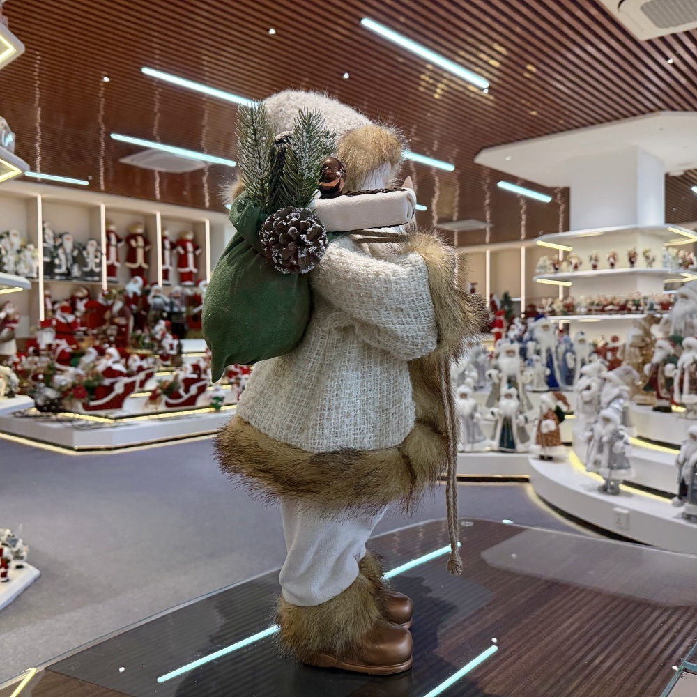 45cm Xmas Handmade Luxury Santa Claus Doll with Christmas Gift Bag Handicraft Plush Santa Claus Indoor Decoration