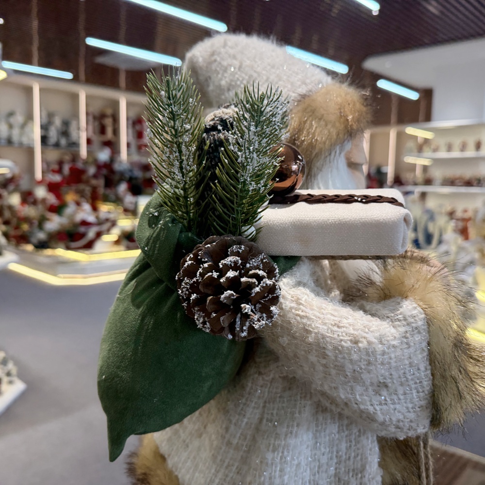 45cm Xmas Handmade Luxury Santa Claus Doll with Christmas Gift Bag Handicraft Plush Santa Claus Indoor Decoration