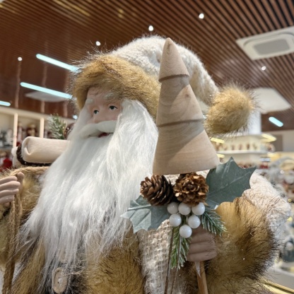 45cm Xmas Handmade Luxury Santa Claus Doll with Christmas Gift Bag Handicraft Plush Santa Claus Indoor Decoration