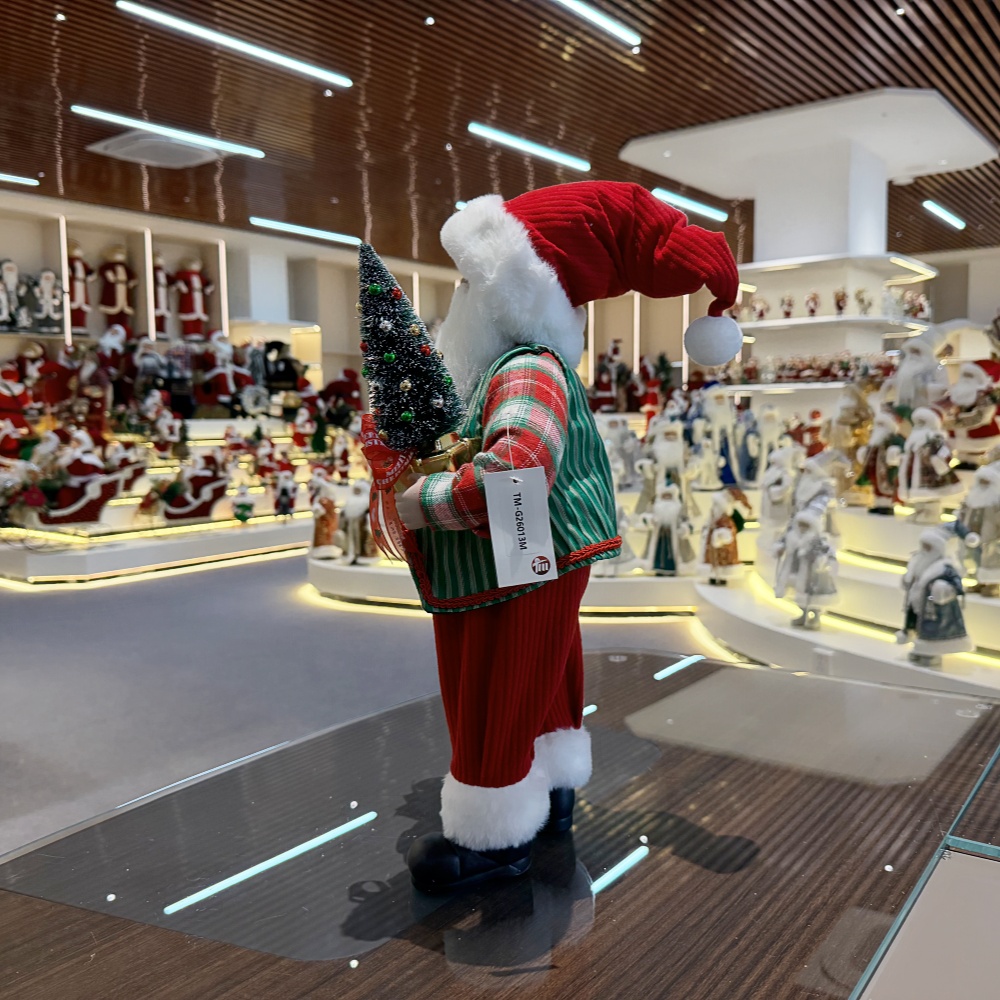 45cm Xmas Handmade Luxury Santa Claus Doll with Christmas Gift Box And Christmas Tree Handicraft Santa Claus Indoor Decoration