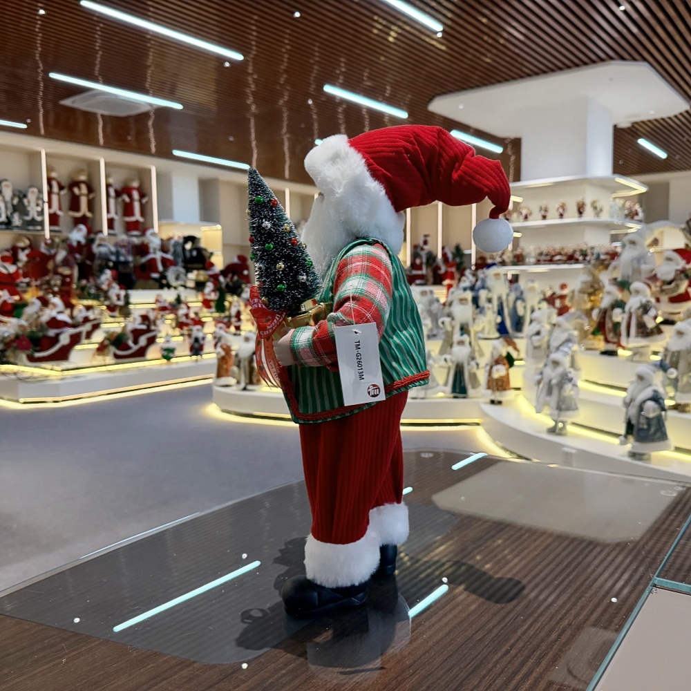 45cm Xmas Handmade Luxury Santa Claus Doll with Christmas Gift Box And Christmas Tree Handicraft Santa Claus Indoor Decoration