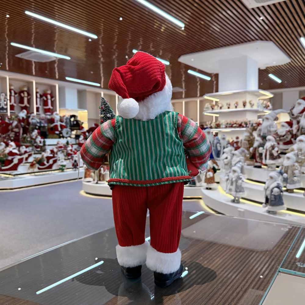 45cm Xmas Handmade Luxury Santa Claus Doll with Christmas Gift Box And Christmas Tree Handicraft Santa Claus Indoor Decoration