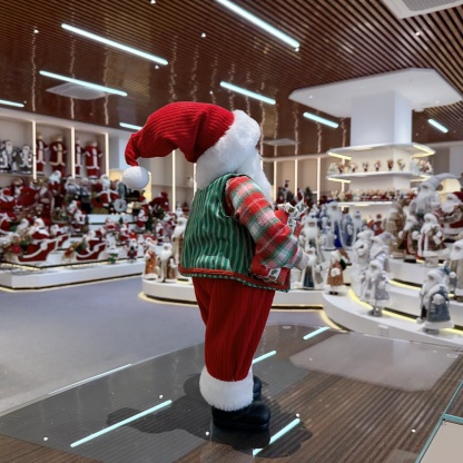 45cm Xmas Handmade Luxury Santa Claus Doll with Christmas Gift Box And Christmas Tree Handicraft Santa Claus Indoor Decoration