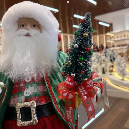 45cm Xmas Handmade Luxury Santa Claus Doll with Christmas Gift Box And Christmas Tree Handicraft Santa Claus Indoor Decoration