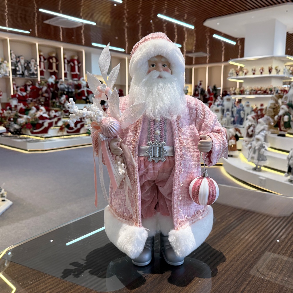 45cm Xmas Handmade Luxury Santa Claus Doll with Christmas Balls Handicraft Plush Santa Claus Indoor Decoration