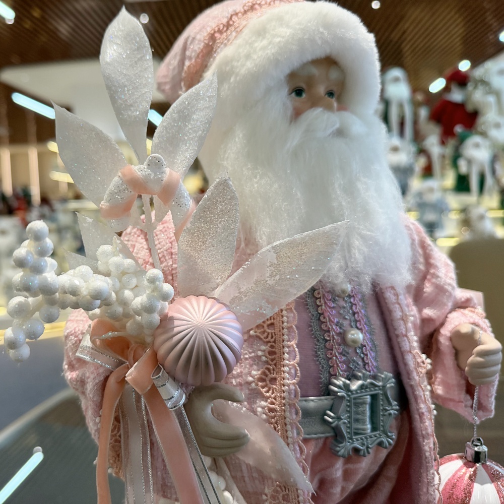 45cm Xmas Handmade Luxury Santa Claus Doll with Christmas Balls Handicraft Plush Santa Claus Indoor Decoration