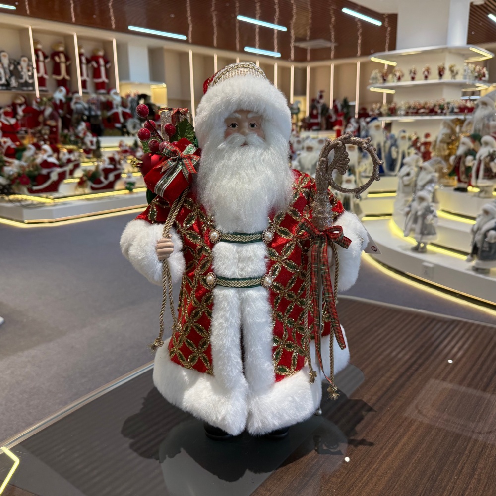 45cm Xmas Handmade Luxury Santa Claus Doll with Christmas Gift Bag Handicraft Santa Claus Indoor Decoration