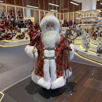 45cm Xmas Handmade Luxury Santa Claus Doll with Christmas Gift Bag Handicraft Santa Claus Indoor Decoration