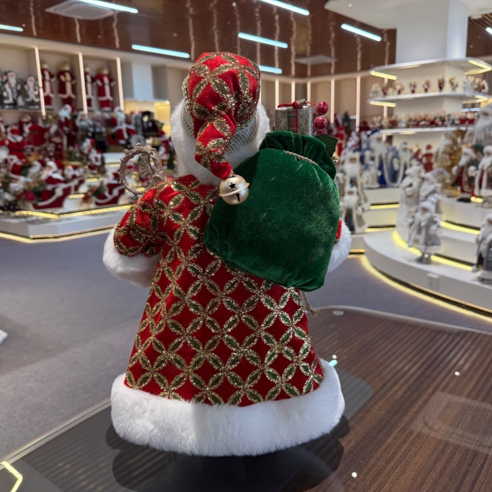 45cm Xmas Handmade Luxury Santa Claus Doll with Christmas Gift Bag Handicraft Santa Claus Indoor Decoration