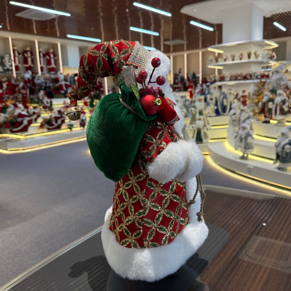 45cm Xmas Handmade Luxury Santa Claus Doll with Christmas Gift Bag Handicraft Santa Claus Indoor Decoration