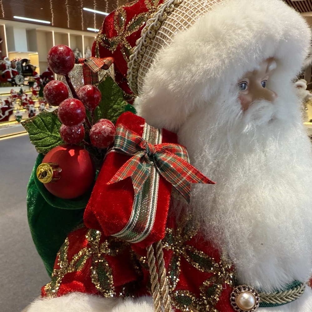 45cm Xmas Handmade Luxury Santa Claus Doll with Christmas Gift Bag Handicraft Santa Claus Indoor Decoration