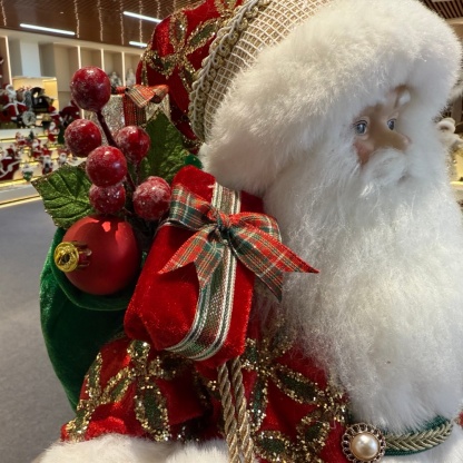 45cm Xmas Handmade Luxury Santa Claus Doll with Christmas Gift Bag Handicraft Santa Claus Indoor Decoration