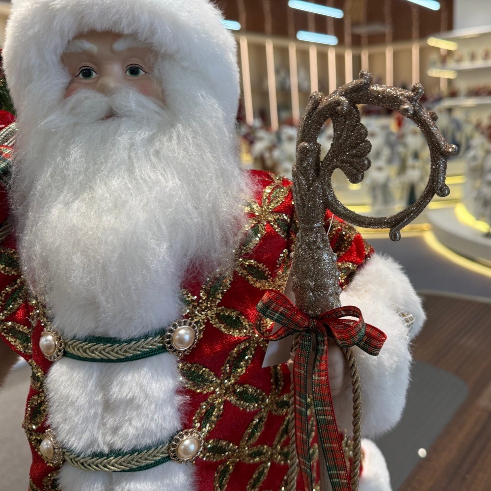 45cm Xmas Handmade Luxury Santa Claus Doll with Christmas Gift Bag Handicraft Santa Claus Indoor Decoration