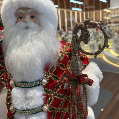 45cm Xmas Handmade Luxury Santa Claus Doll with Christmas Gift Bag Handicraft Santa Claus Indoor Decoration