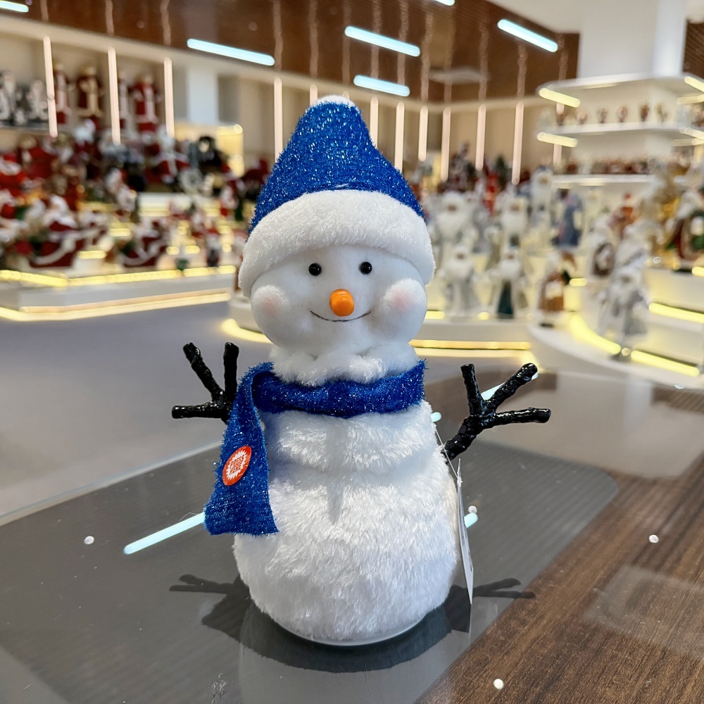 Handmade LED Lighted Music Dancing Snowman Christmas Ornament Tabletop Decoration for Xmas Gifts Home Display Santa Claus Doll