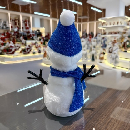 Handmade LED Lighted Music Dancing Snowman Christmas Ornament Tabletop Decoration for Xmas Gifts Home Display Santa Claus Doll