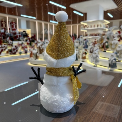 Handmade LED Lighted Music Dancing Snowman Christmas Ornament Tabletop Decoration for Xmas Gifts Home Display Santa Claus Doll