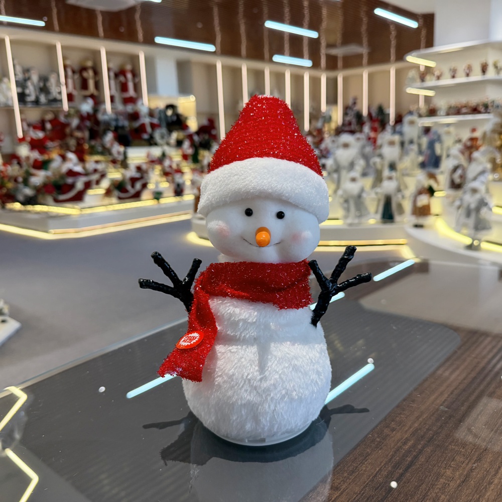 Handmade LED Lighted Music Dancing Snowman Christmas Ornament Tabletop Decoration for Xmas Gifts Home Display Santa Claus Doll