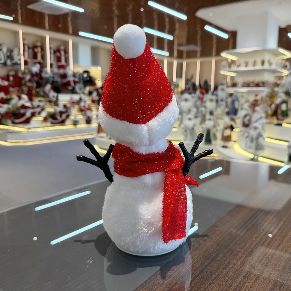 Handmade LED Lighted Music Dancing Snowman Christmas Ornament Tabletop Decoration for Xmas Gifts Home Display Santa Claus Doll