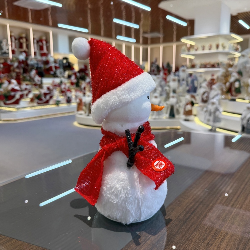 Handmade LED Lighted Music Dancing Snowman Christmas Ornament Tabletop Decoration for Xmas Gifts Home Display Santa Claus Doll