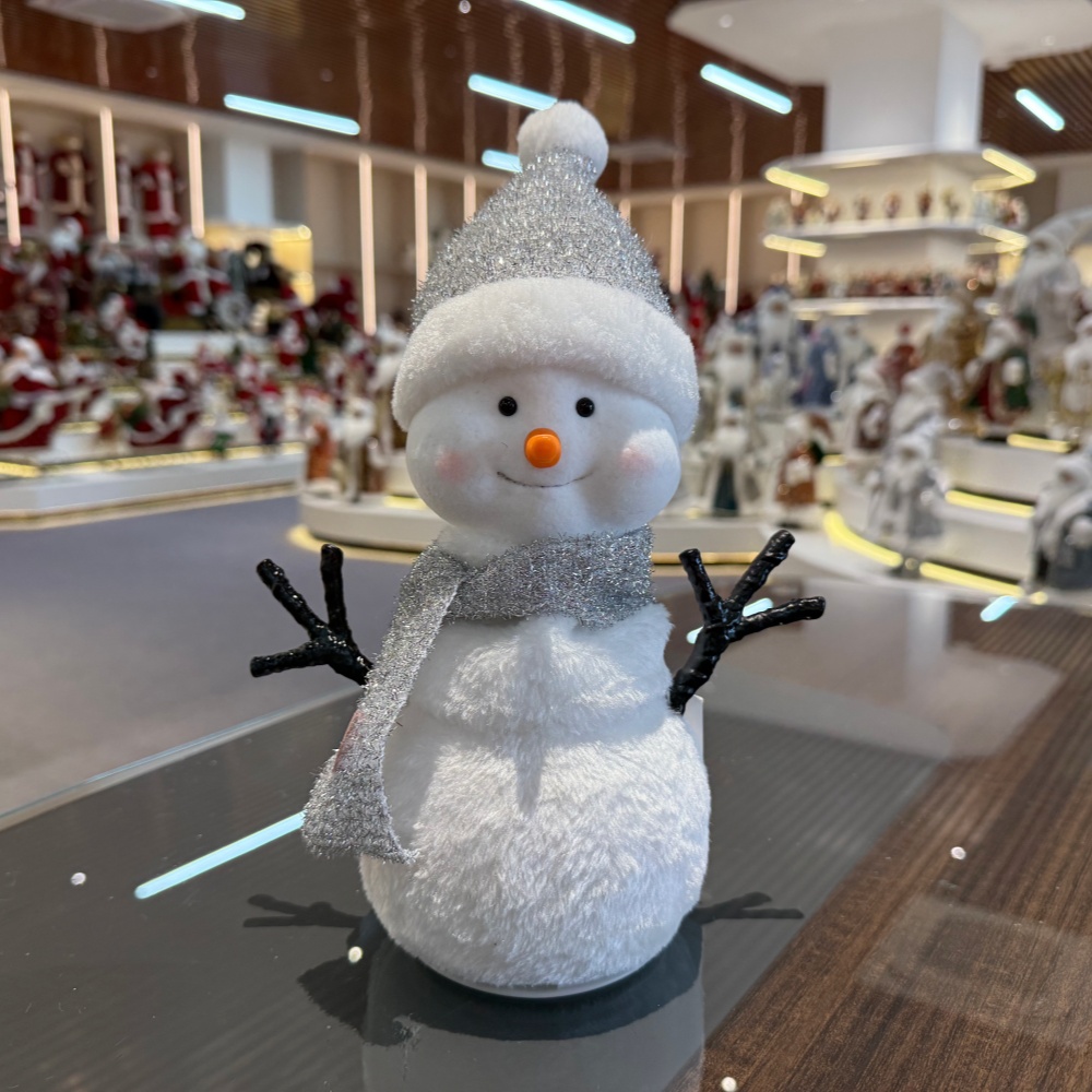 Handmade LED Lighted Music Dancing Snowman Christmas Ornament Tabletop Decoration for Xmas Gifts Home Display Santa Claus Doll