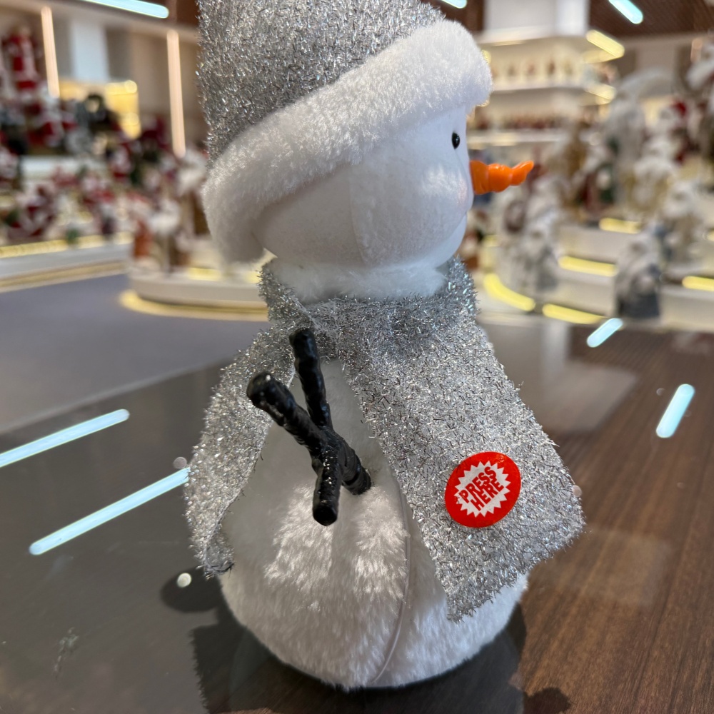 Handmade LED Lighted Music Dancing Snowman Christmas Ornament Tabletop Decoration for Xmas Gifts Home Display Santa Claus Doll