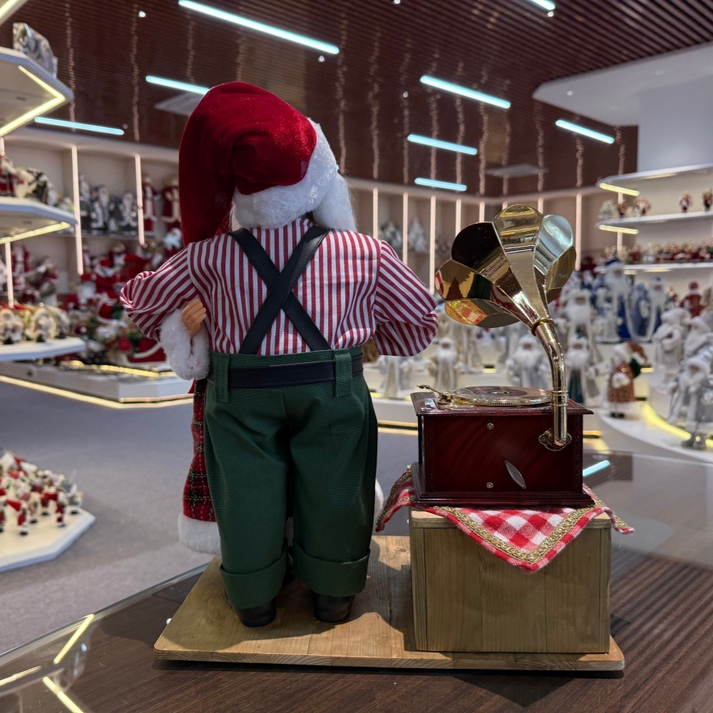 40CM Xmas Handmade Resin Santa Claus Doll with Mrs.Claus Dancing And Music Handicraft Santa Claus Indoor Decoration