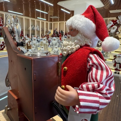 30CM Xmas Handmade Resin Santa Claus Doll WITH FILM PROJECTOR Handicraft Polyresin Christmas Santa Claus Indoor Decoration