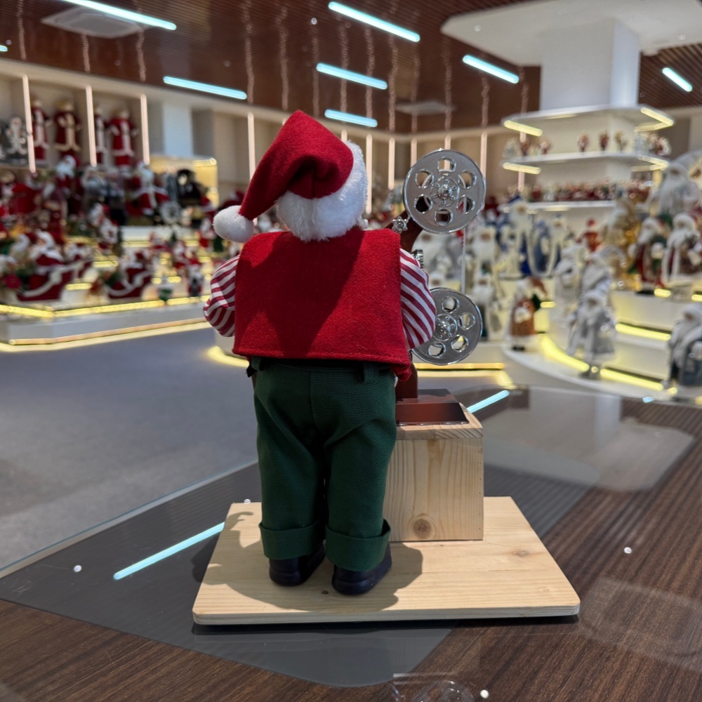 30CM Xmas Handmade Resin Santa Claus Doll WITH FILM PROJECTOR Handicraft Polyresin Christmas Santa Claus Indoor Decoration