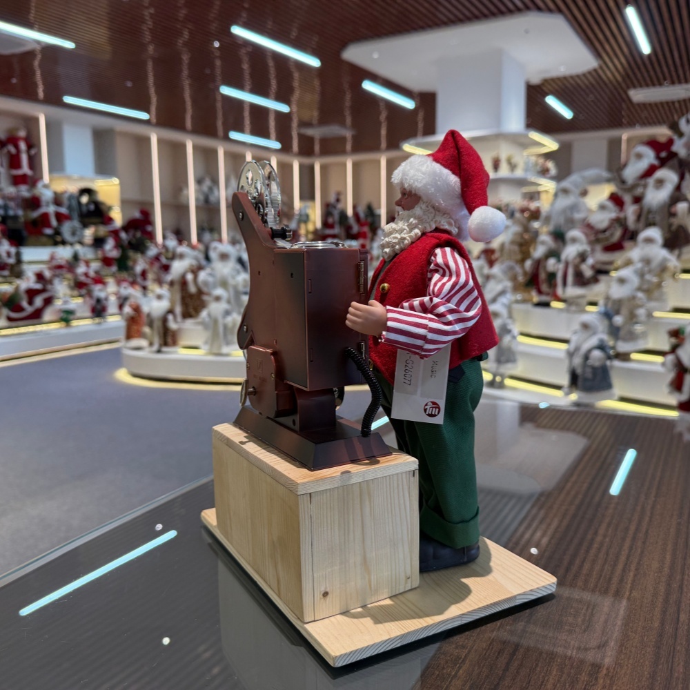 30CM Xmas Handmade Resin Santa Claus Doll WITH FILM PROJECTOR Handicraft Polyresin Christmas Santa Claus Indoor Decoration