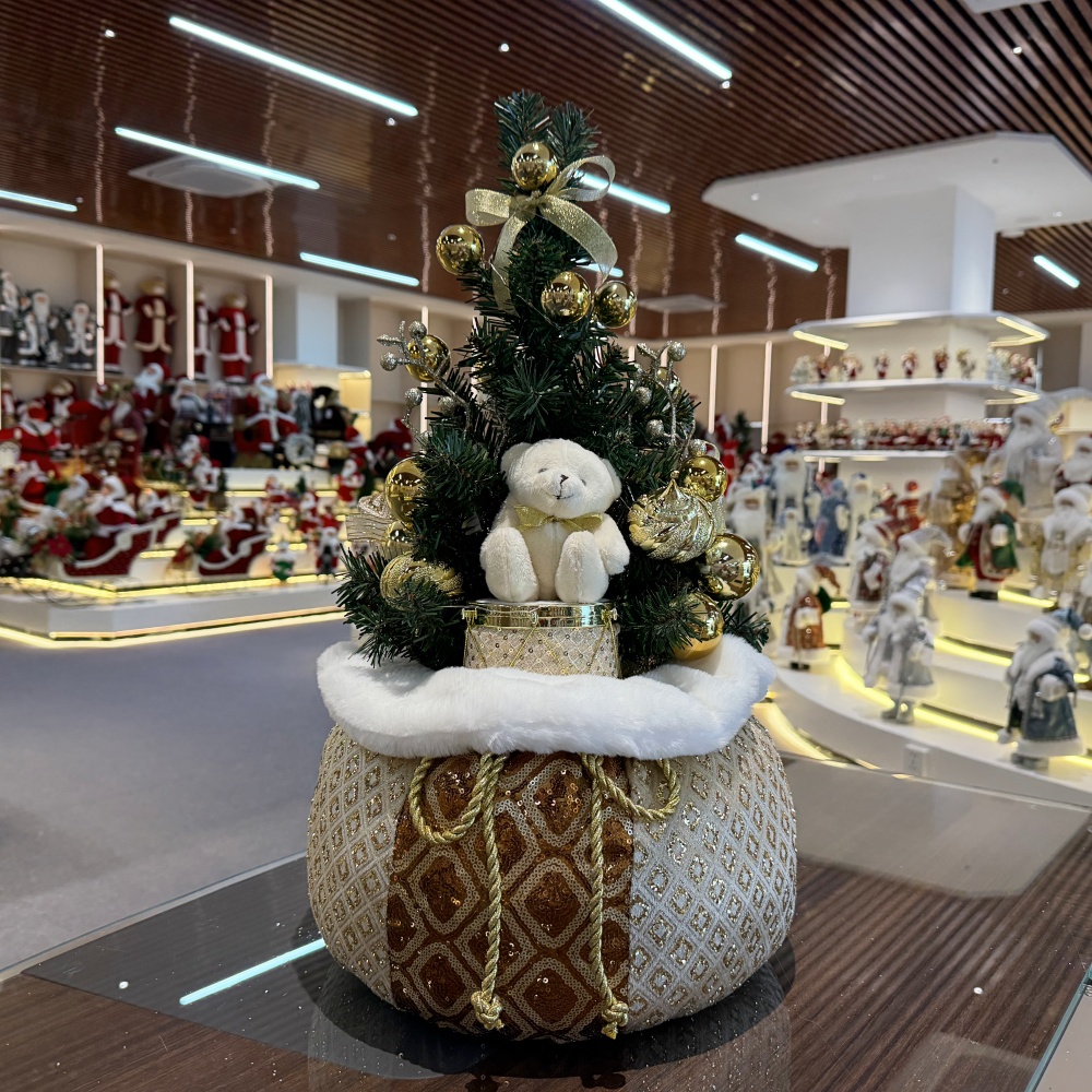 60cm Handmade Christmas LED Present Tree Sack Ornament Tabletop Decoration for Xmas Gifts Home Display Santa Claus Christmas