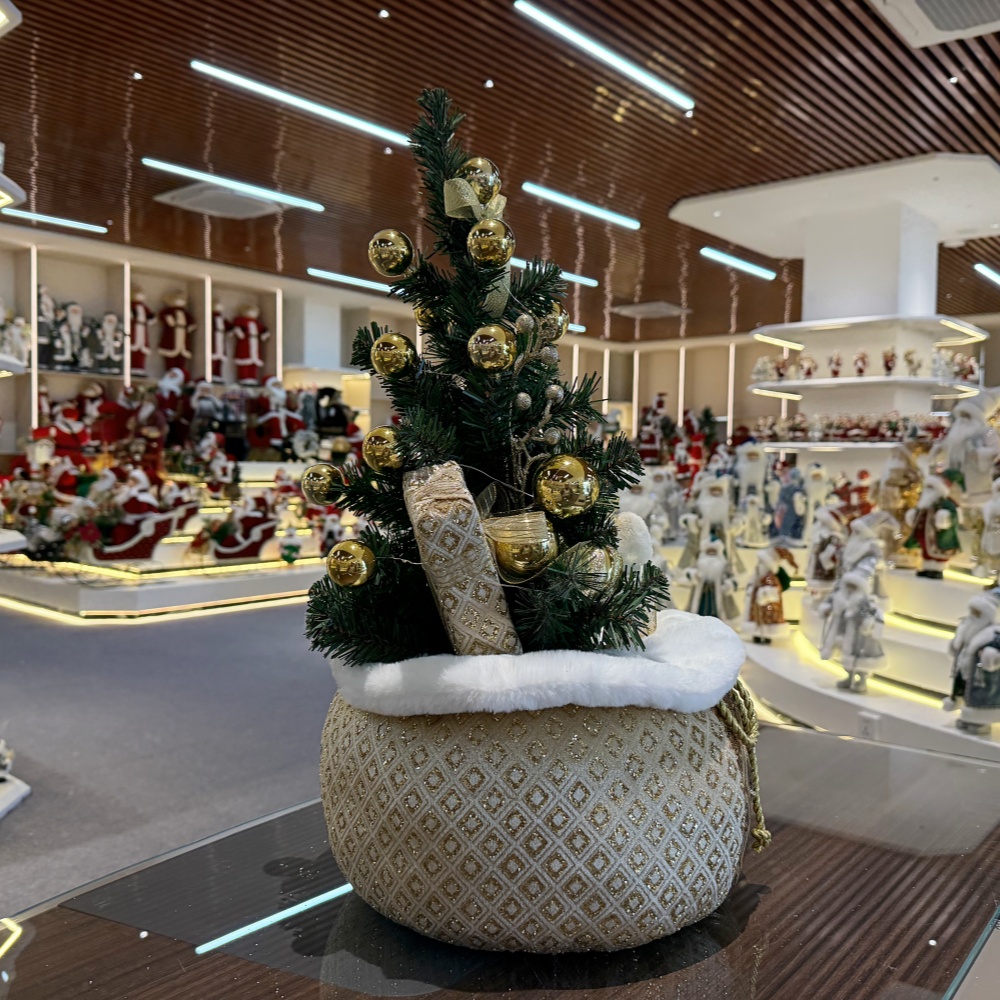 60cm Handmade Christmas LED Present Tree Sack Ornament Tabletop Decoration for Xmas Gifts Home Display Santa Claus Christmas 