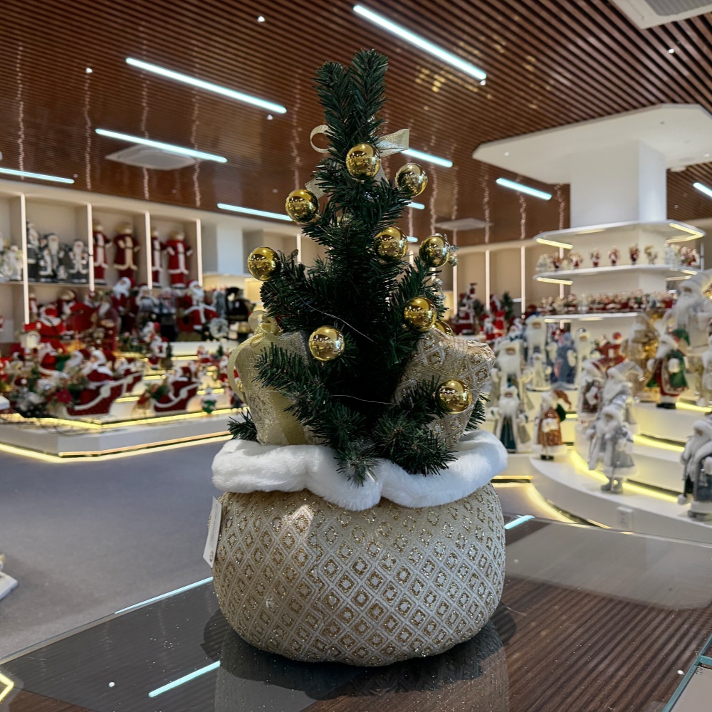 60cm Handmade Christmas LED Present Tree Sack Ornament Tabletop Decoration for Xmas Gifts Home Display Santa Claus Christmas 