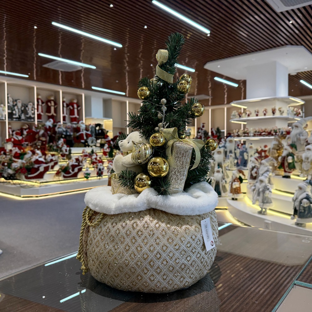 60cm Handmade Christmas LED Present Tree Sack Ornament Tabletop Decoration for Xmas Gifts Home Display Santa Claus Christmas 