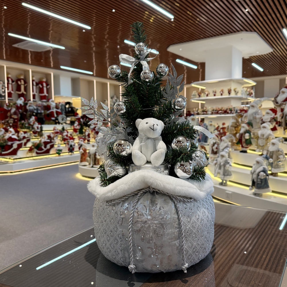 60cm Handmade Christmas LED Present Tree Sack Ornament Tabletop Decoration for Xmas Gifts Home Display Santa Claus Christmas