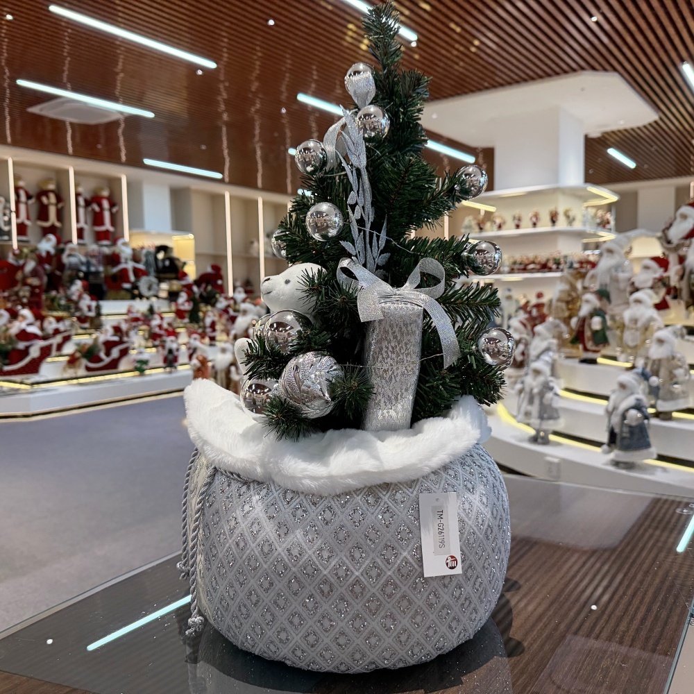 60cm Handmade Christmas LED Present Tree Sack Ornament Tabletop Decoration for Xmas Gifts Home Display Santa Claus Christmas 