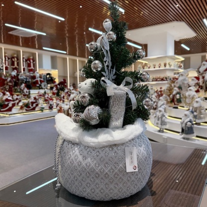 60cm Handmade Christmas LED Present Tree Sack Ornament Tabletop Decoration for Xmas Gifts Home Display Santa Claus Christmas 