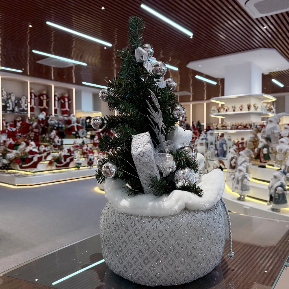 60cm Handmade Christmas LED Present Tree Sack Ornament Tabletop Decoration for Xmas Gifts Home Display Santa Claus Christmas 