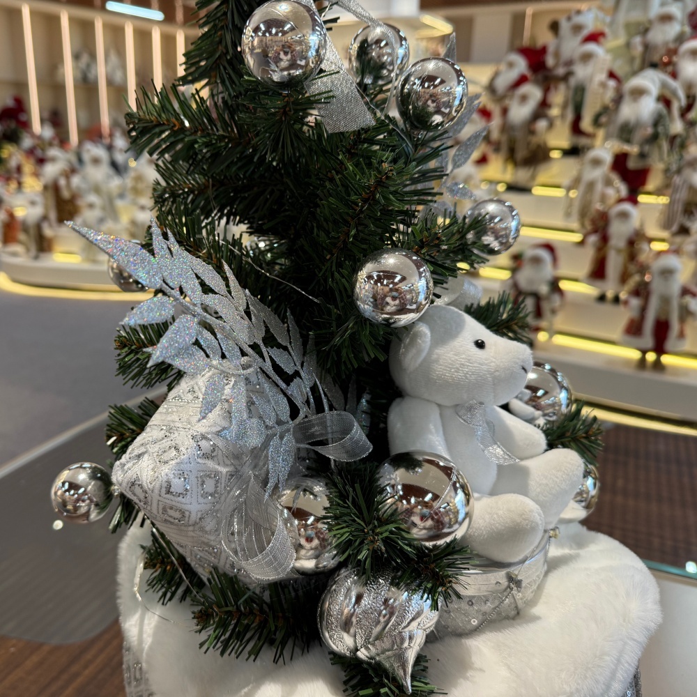 60cm Handmade Christmas LED Present Tree Sack Ornament Tabletop Decoration for Xmas Gifts Home Display Santa Claus Christmas 