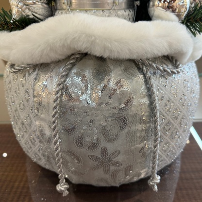 60cm Handmade Christmas LED Present Tree Sack Ornament Tabletop Decoration for Xmas Gifts Home Display Santa Claus Christmas 