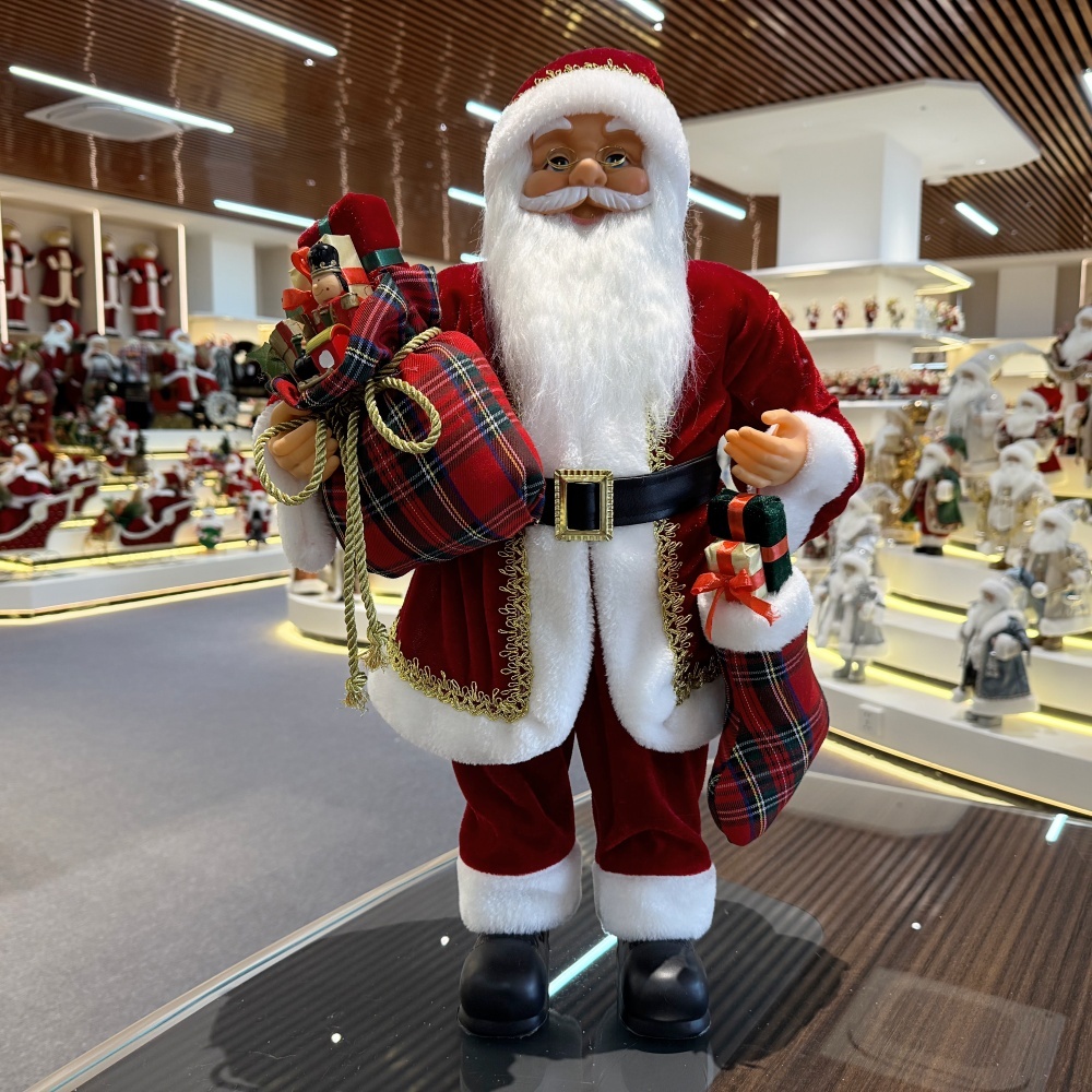 45cm Xmas Handmade Traditional Santa Claus Doll With Christmas Gift Bag And Christmas stocking Handicraft Santa Claus Indoor Decoration